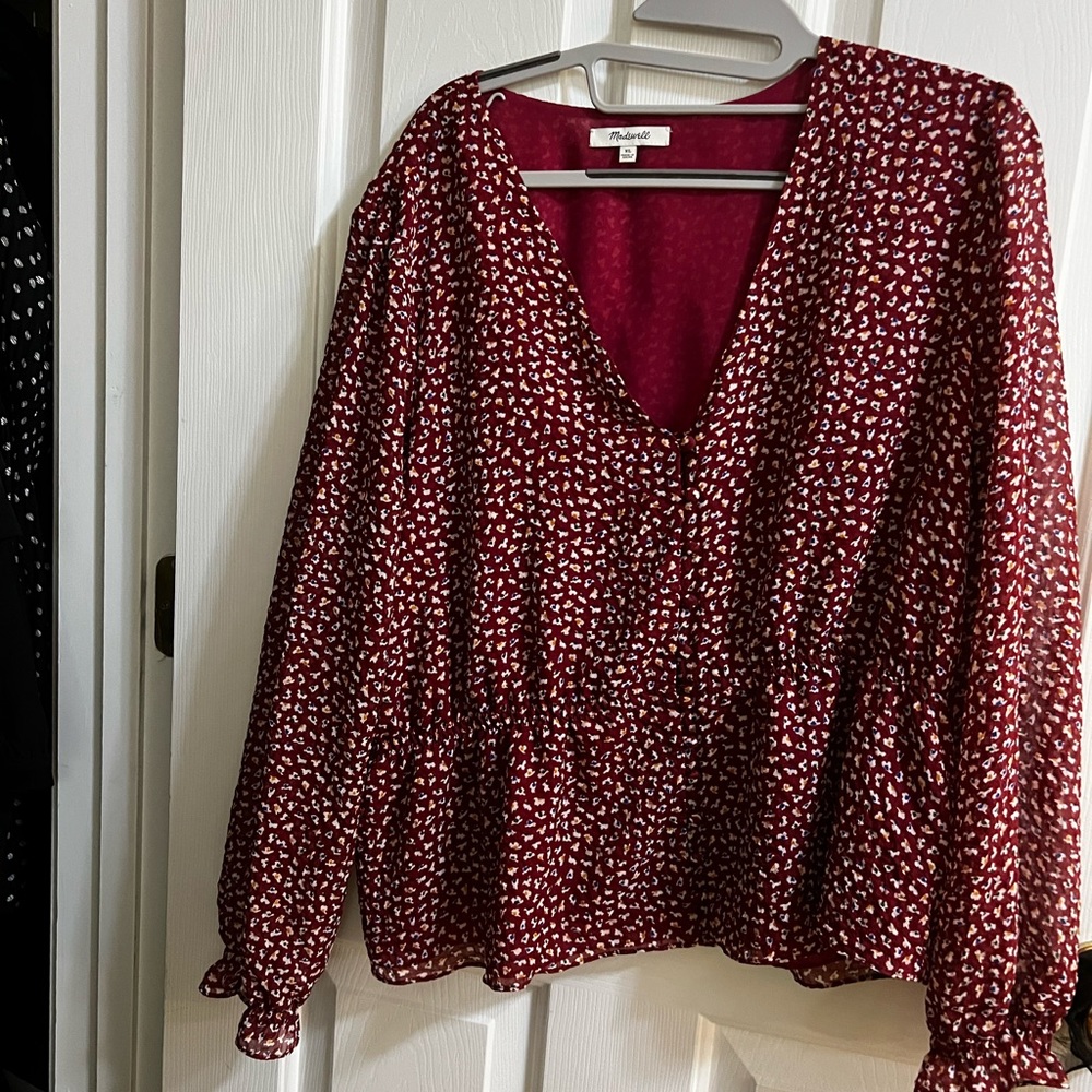 Madewell Red Peoplum Top XL